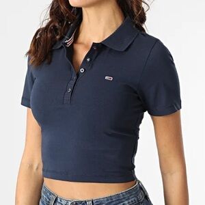 Tommy Jeans Navy Blue Polo Crop Top